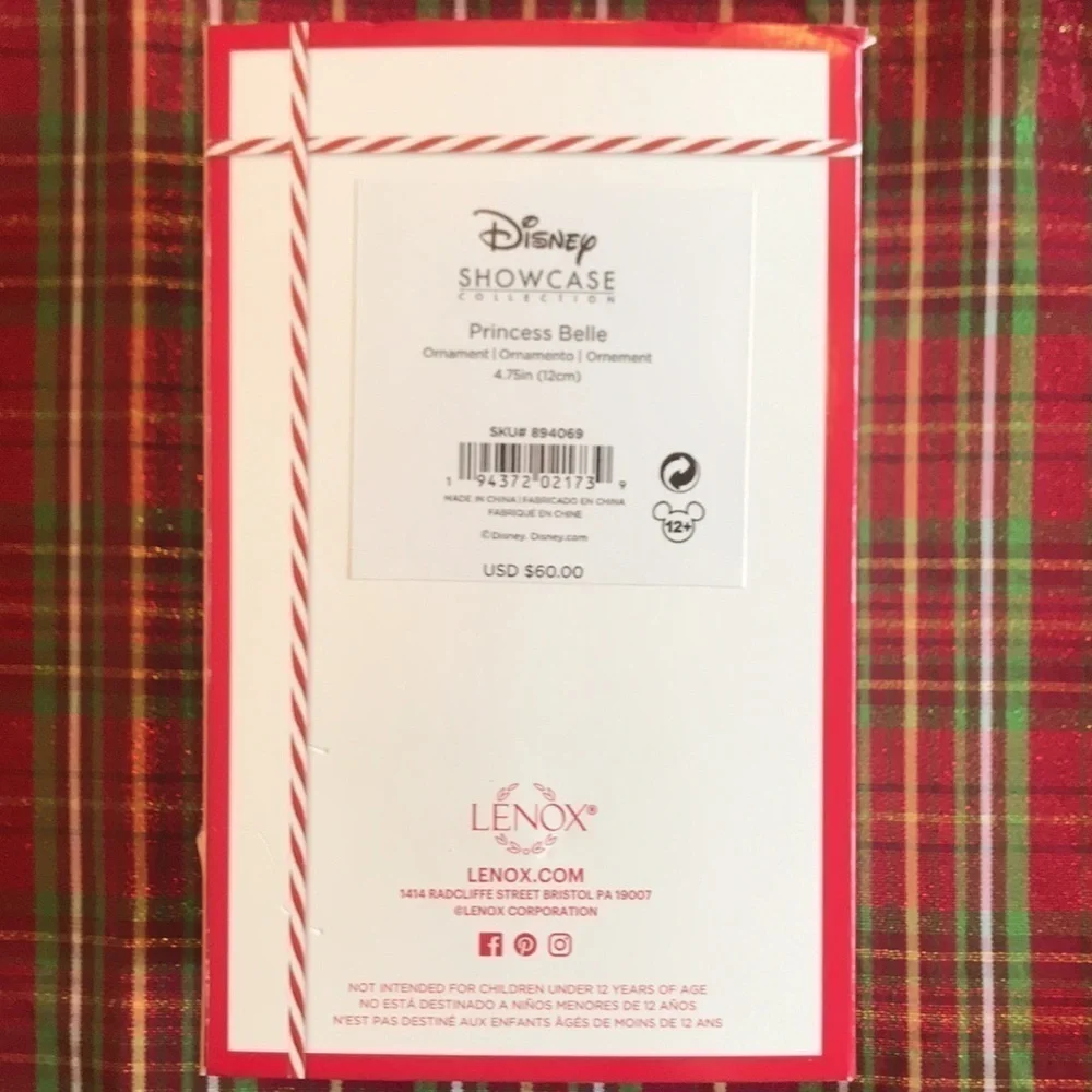 Brand New Lenox Disney Showcase Princess Belle Christmas Tree Ornament